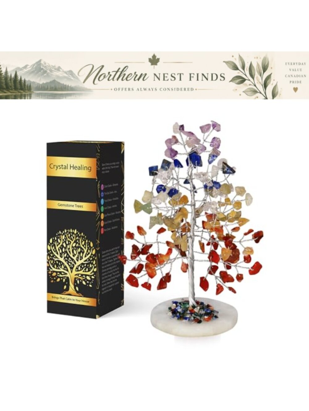 Seven Chakra Crystal Tree of Life Gemstone Bonsai Feng Shui Home Decor